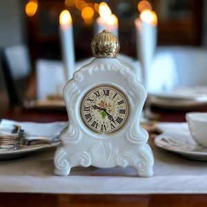 AVON CLOCK BOTTLE - vintage collectible avon perfume bottle, white mantlepiece